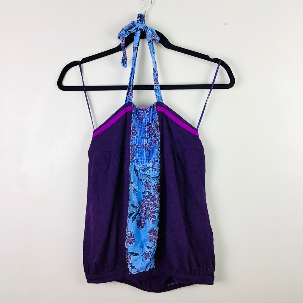 Free People | Boho Cotton & Silk Beaded Halter Top